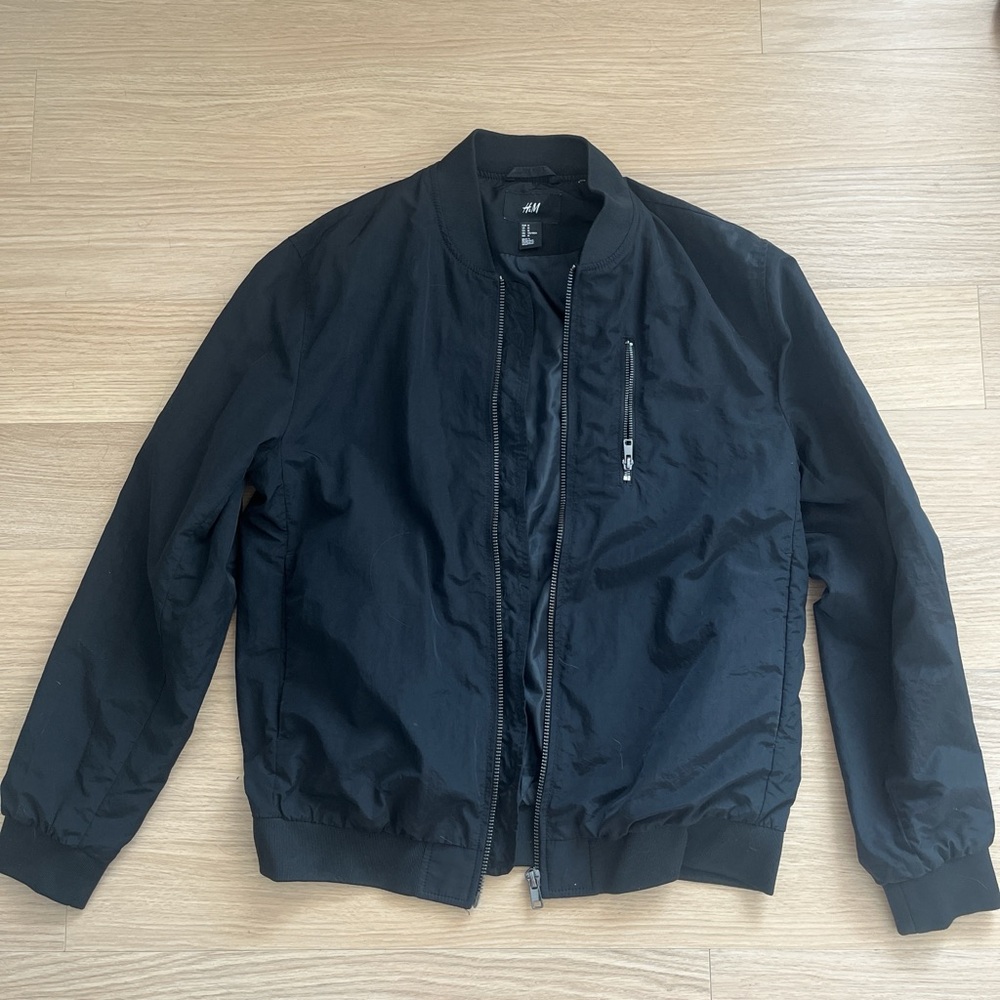H&M Men's Classic Black Bomber Jacket